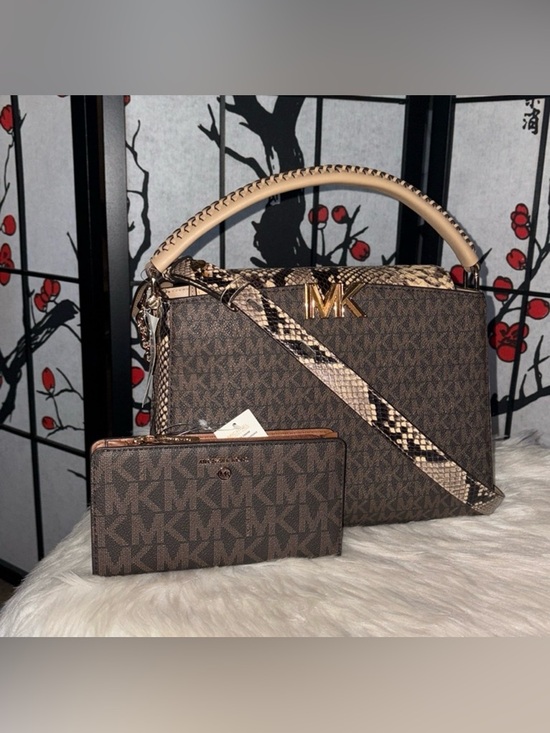 Michael Kors Handbags - Michael Kors KARLIE Satchel/JET SET CHARM Continental Wallet 2pc Set